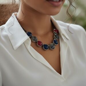 Elegant Multi-Color Gemstone Color Necklace